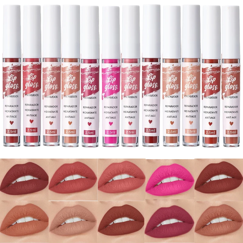 Rosaroter, mattierter, flüssiger Lippenstift, wasserfest, langlebig, feuchtigkeitsspendend, langlebiger Lippenstift, nicht klebender Lipgloss, koreanisches Make-up – Detail 1