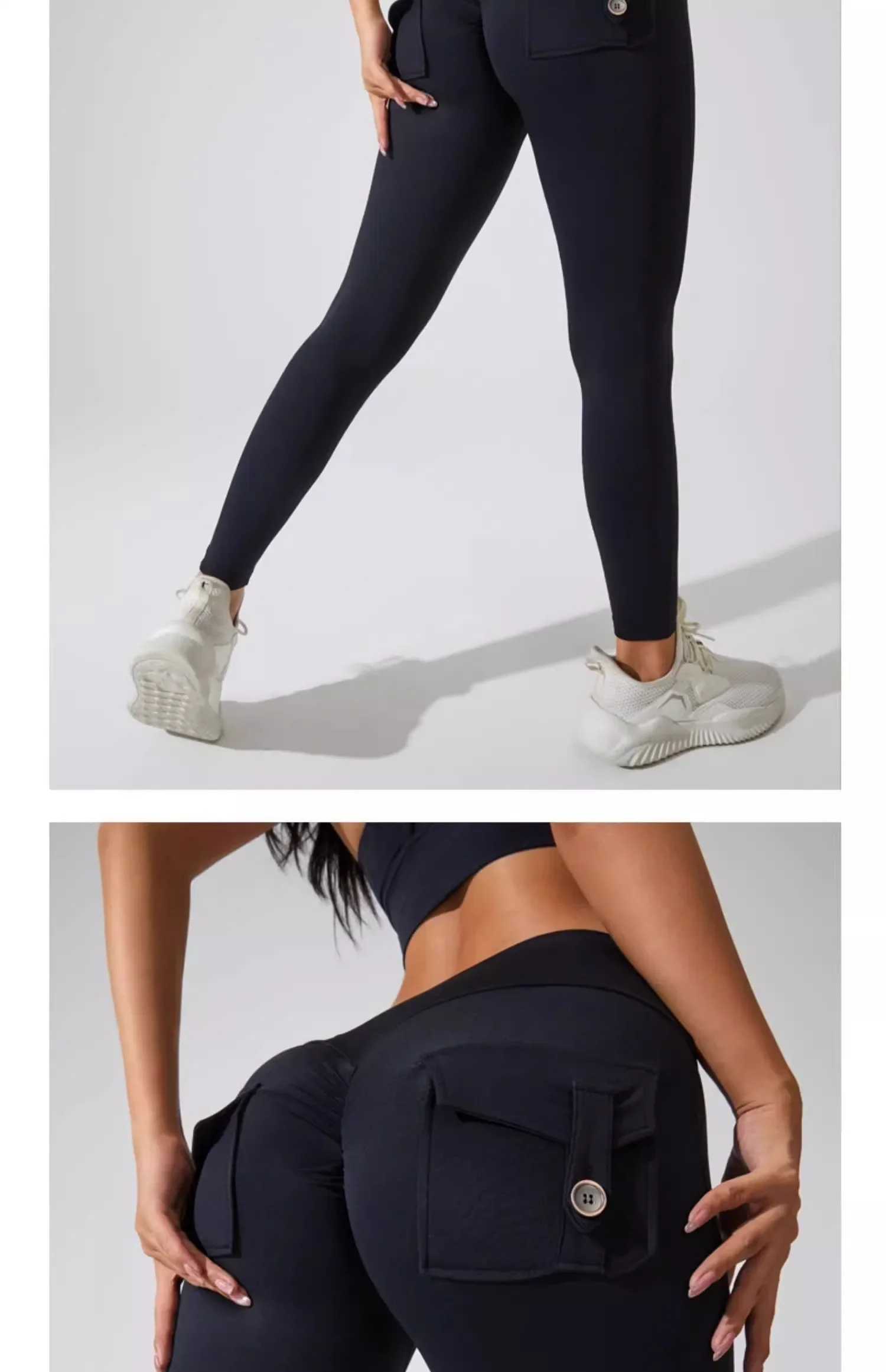 Naked Feeling Damen Fitness Freizeit-Laufleggings mit hoher Taille, Hüftlift, Gesäßfalten und Gesäßtasche, atmungsaktive Hose – Detail 27