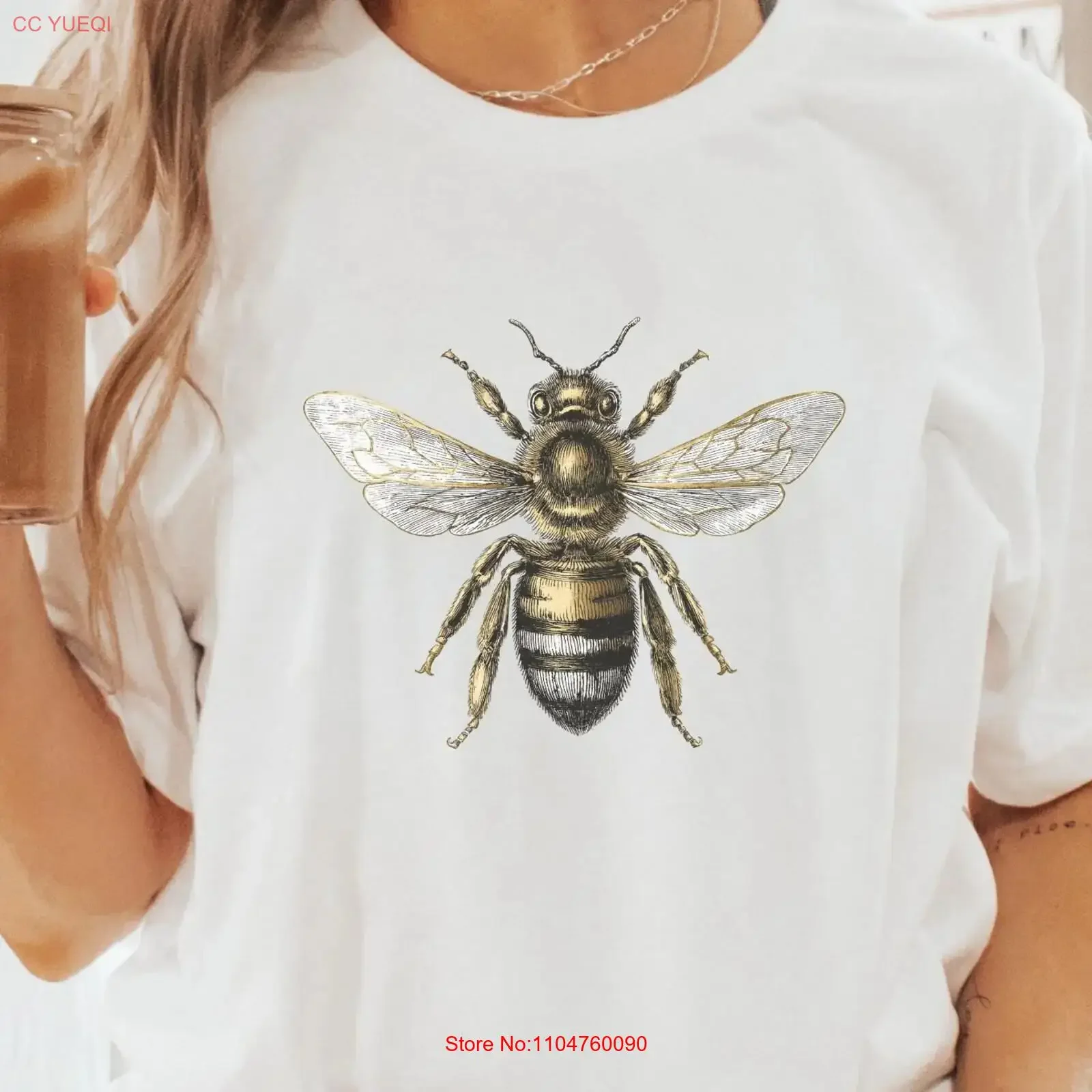 T-shirt vintage avec illustration d'abeille, abeille dessinée à la main pour apiculteurs et amateurs de nature, art des insectes, style antique vintage
