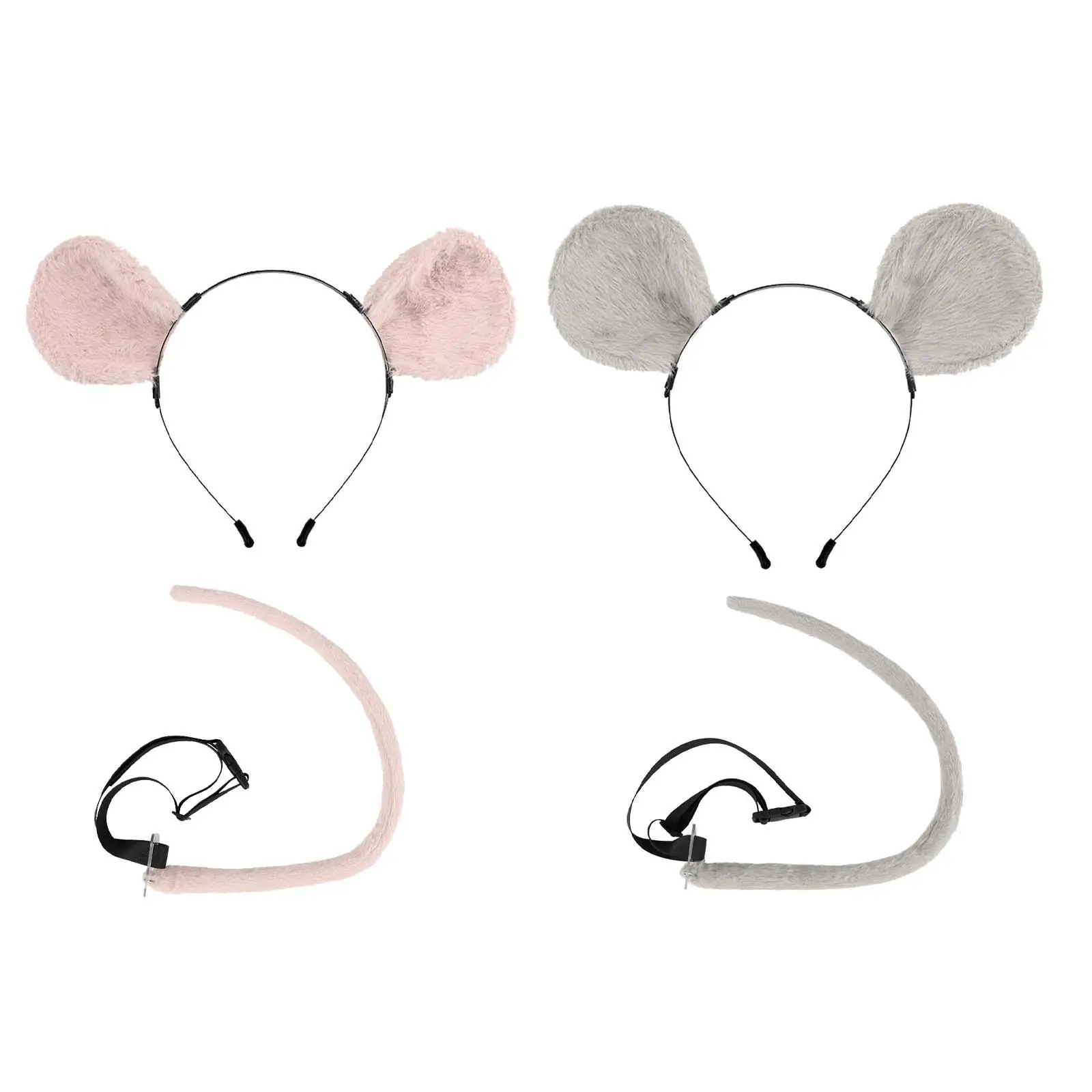 Ensemble d'accessoires de déguisement de souris, oreilles et queue de souris, cerceau à cheveux, 2 pièces