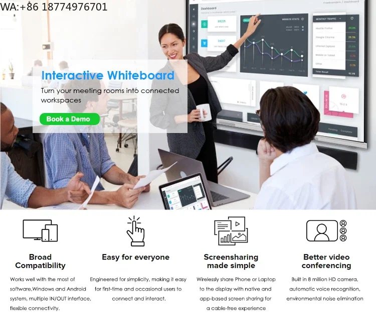 

65 Inch Digital Interactive Multi-Touch Whiteboard Smart Equipment for Multi-User Whiteboard Sessions