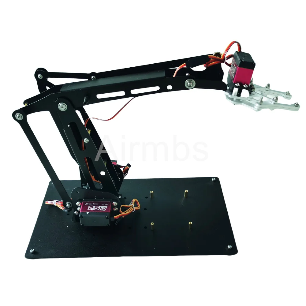 Robot Arm Manipulator Big Load 4 DOF untuk Palletizing dengan Cakar Mekanik, Motor Servo Digital 25KG, dan Basis Berputar 360 untuk Arduino