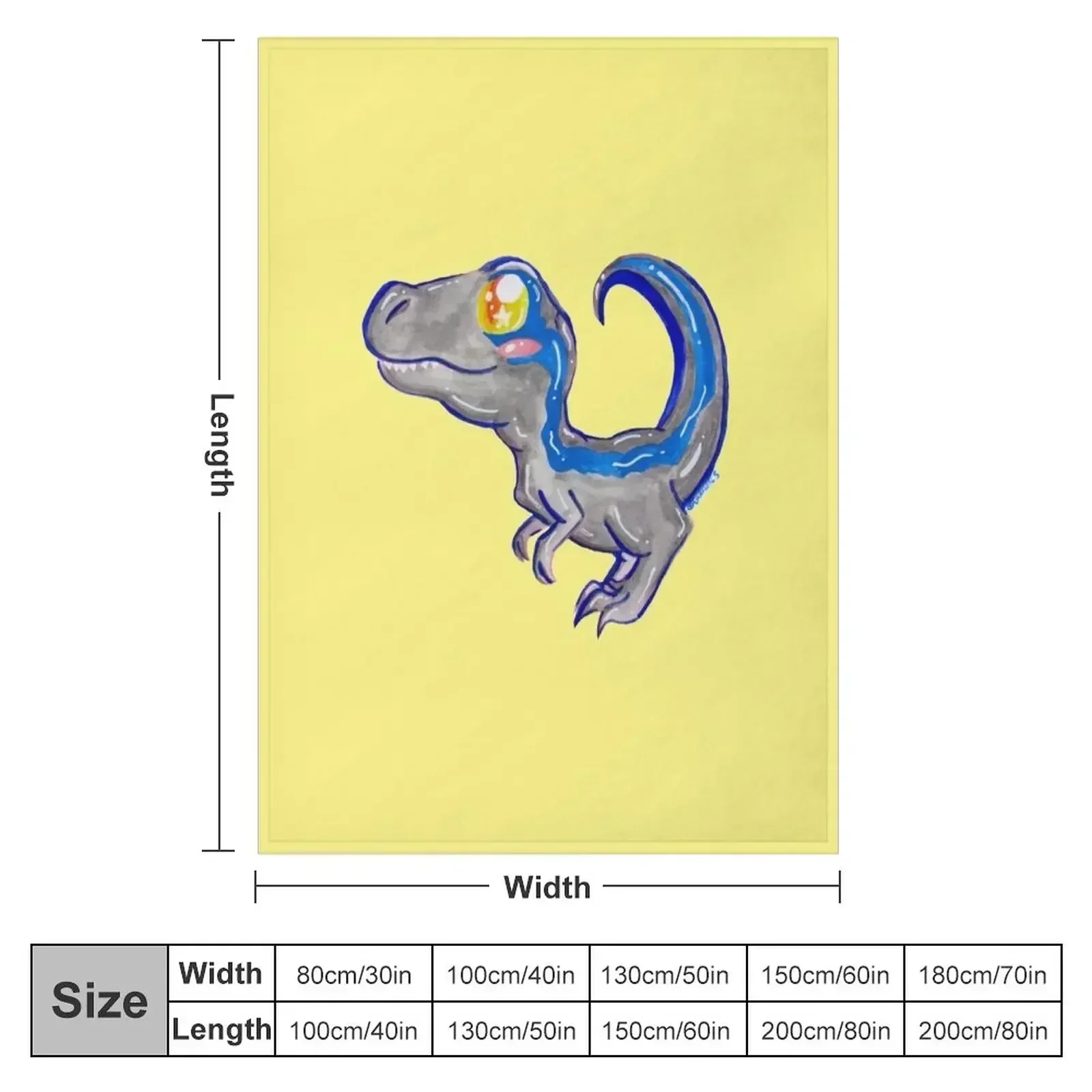 Kawaii Velociraptor Throw Blanket couch cozy soft plush fuzzy picnic outdoor blanket