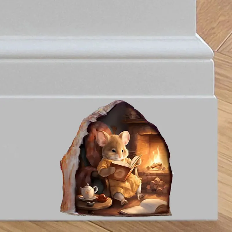 Little Mouse Stickers for Serious Reading Luggage Room Decor Laptop Wall Art Decals B15