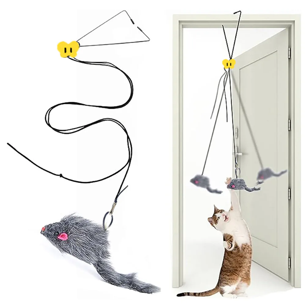 Interactive Door-clip Cat Toy Plush Mouse Stress Indoor Hanging Toy Suitable For Living Room Hanging Kitten Decompression Toy