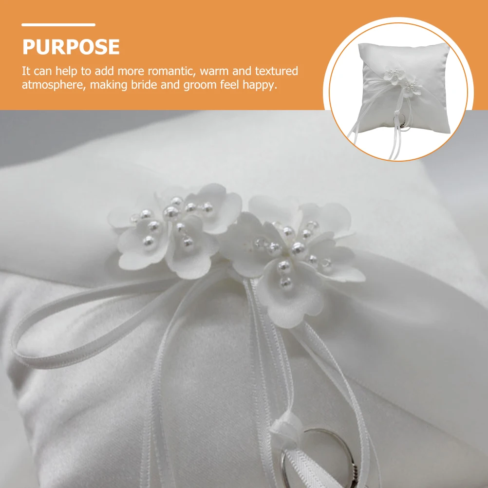 

Wedding Decor Pearl Ring Pad Cushion Mini Pillow Table Decorations White Accessories Photo Bride