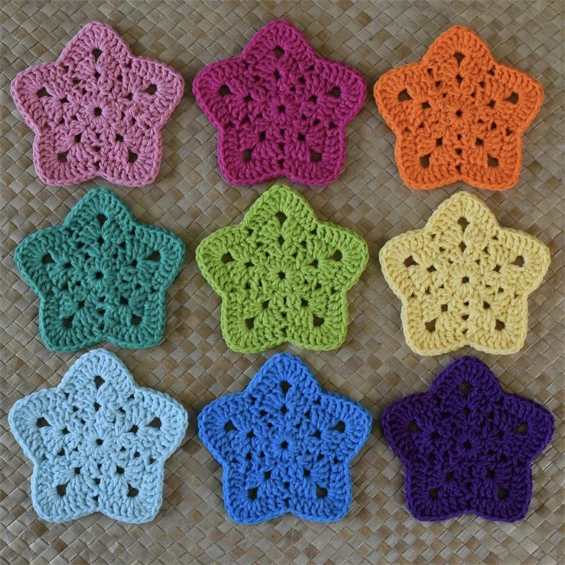 Handmade crocheted Home Dining Table Five-pointed star Coaster Cartoon Creative Cute Kitchen Insulated Anti-scalding Coaster