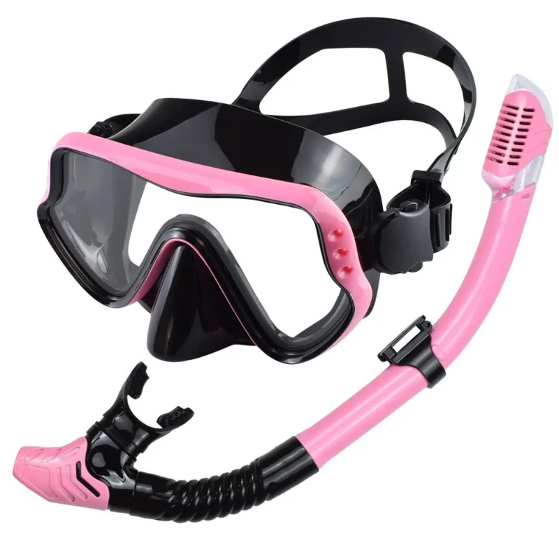

Dry Snorkel Set Diving Mask For Adults Tempered Glass Professional Panoramic Snorkeling Gear Swimming Training Snorkel Kit
