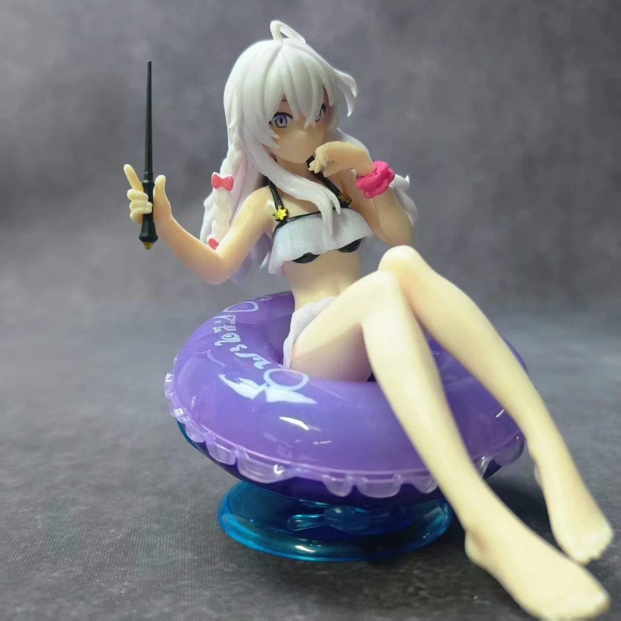 11cm Anime Cute Elaina Figure Wandering Witch The Journey PVC Sitting Position Swimsuit Model Swimming Ring Toys Gifts