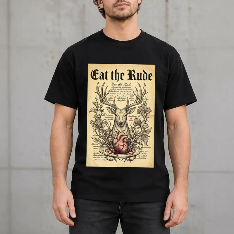 Hannibal Lecter Eat The Rude Graphic T-Shirt Horror TV Series Vintage Gothic Unisex Short Sleeve Tee, 100% cotton Casual Tops
