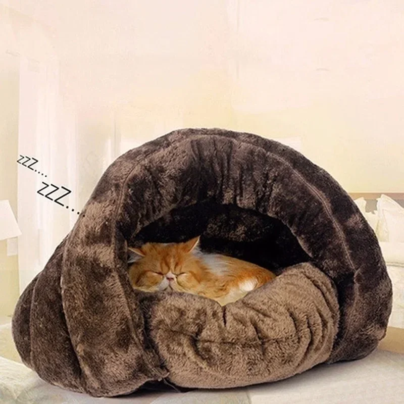 

Cat and Dog Triangle Pet Nest Winter Thickened and Warm Pet Mat Mongolian Yurt Fury Half Closed Sleeping Bag Pet Rest Supplies