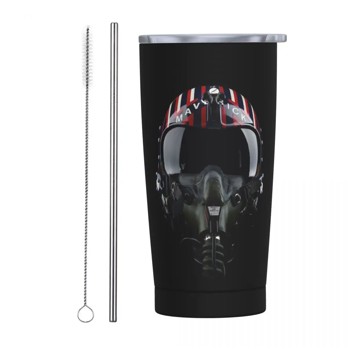 Steampunk Pilot Air Fighter Helmet Stainless Steel Tumbler Vacuum Insulated Mug Thermal Cold Cups Straws With Lid 20oz