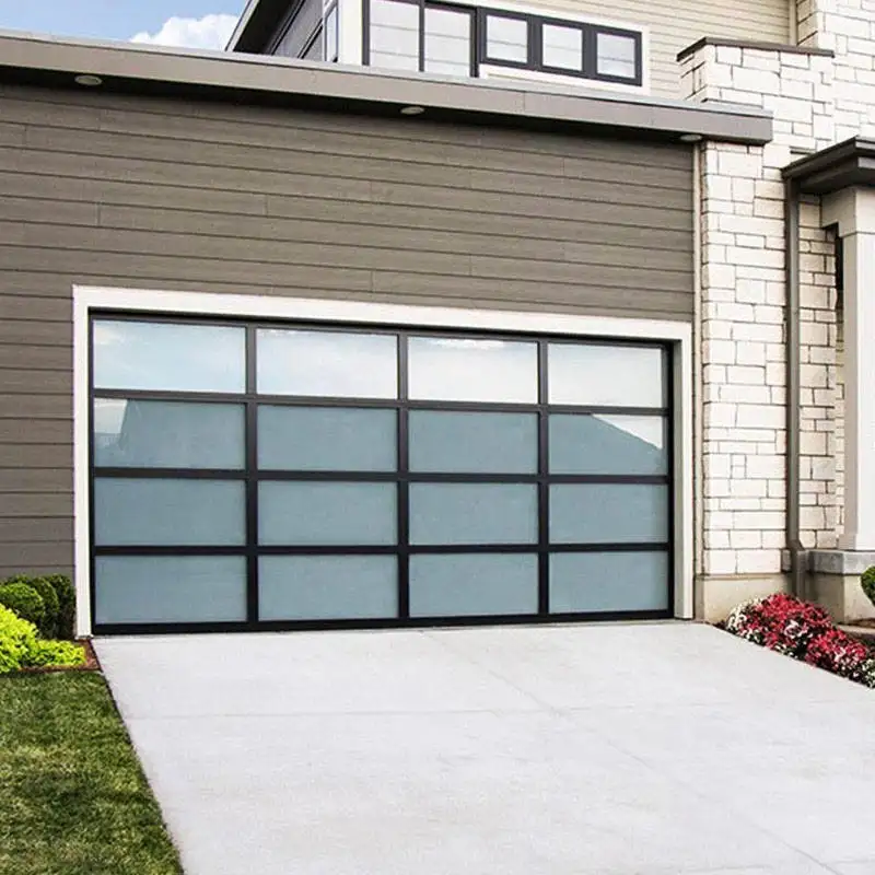 

Best Selling Model Double Layer Tempered Glass Garage Door Aluminum Alloy Frame Thermal Insulatio Noise Reduction Garage Doors