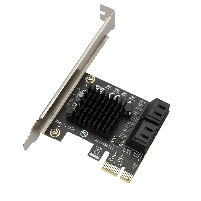 

NEW-PCIE 4Ports To SATA Card PCI-E 4X Cards PCI Express To SATA 3.0 SATA III 6Gbps PCIE X4 SSD Expansion Adapter Card IPFS