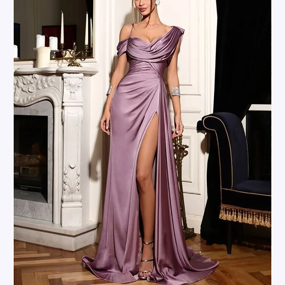 

Classic Satin Prom Dresses Sweetheart Sleeveless Side Slit A Line Dress Pleats High Quality Special Occasion Party Gown 2025
