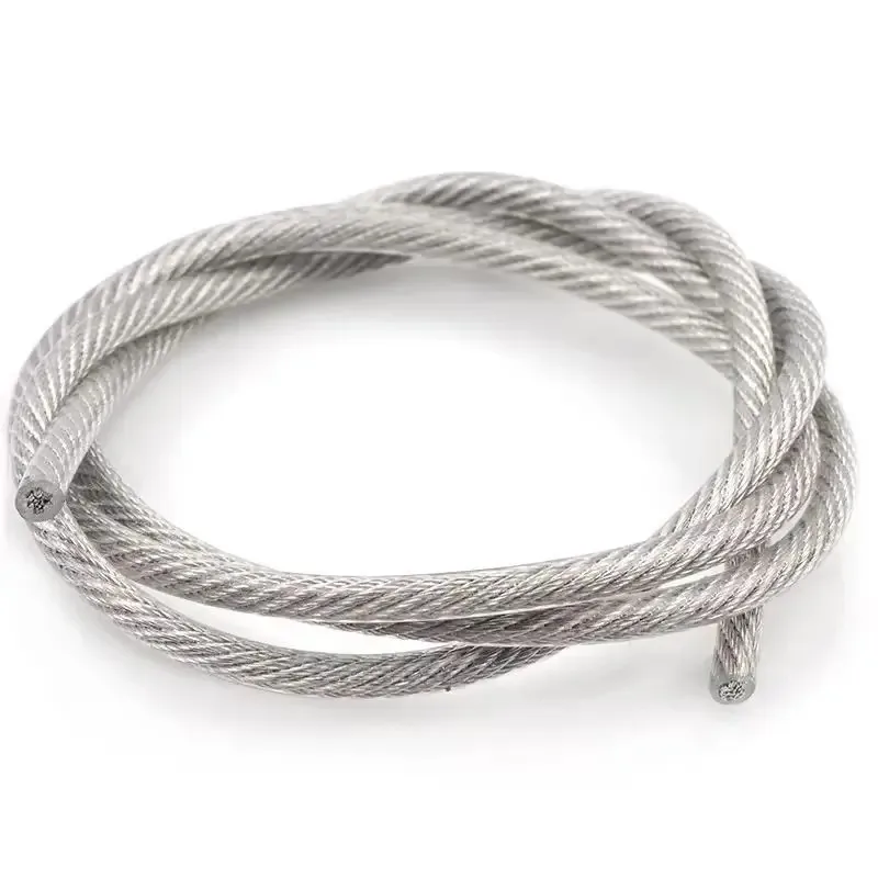 1-20M 0.38-16mm 304 Corda metallica intrecciata in acciaio inossidabile Cavo morbido in acciaio rivestito in PVC Stendibiancheria trasparente
