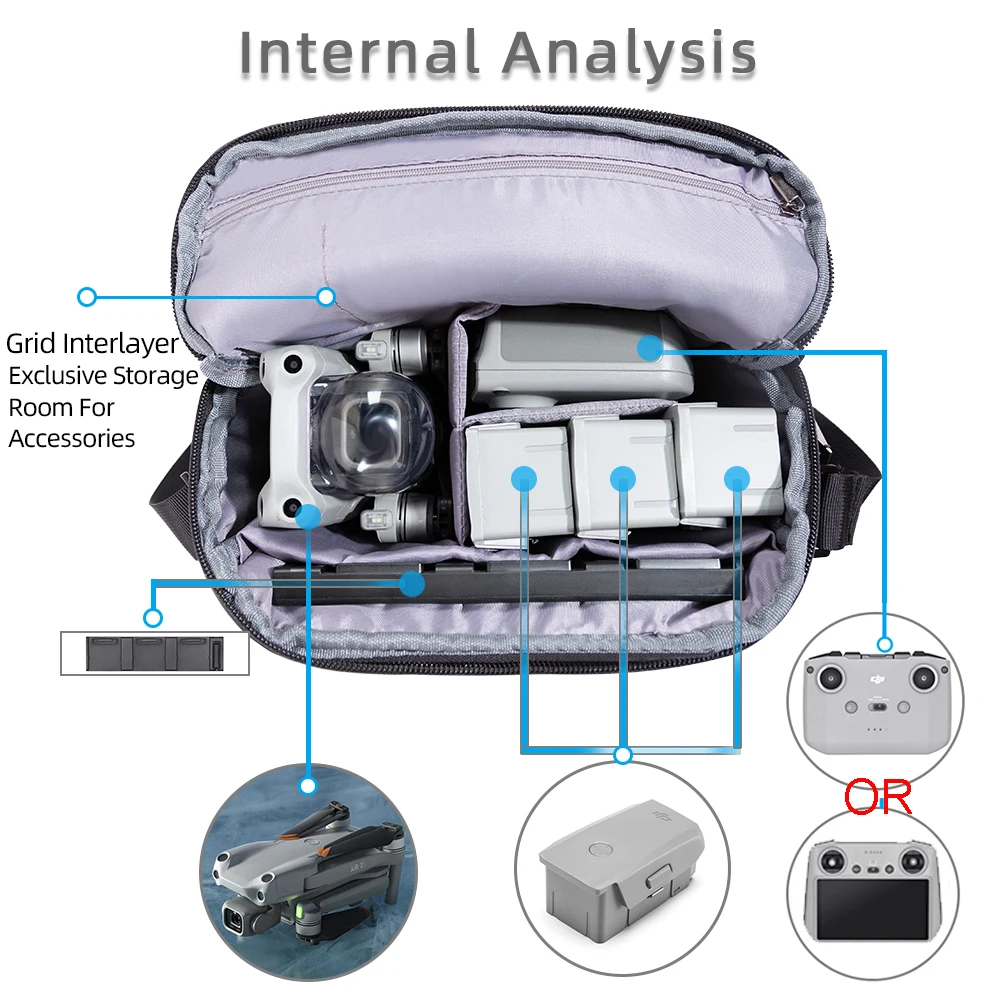 DJI-Bolsa de almacenamiento para Dron Air 2s, bolso de hombro negro, Mini 3/Mini 2, bandolera negra