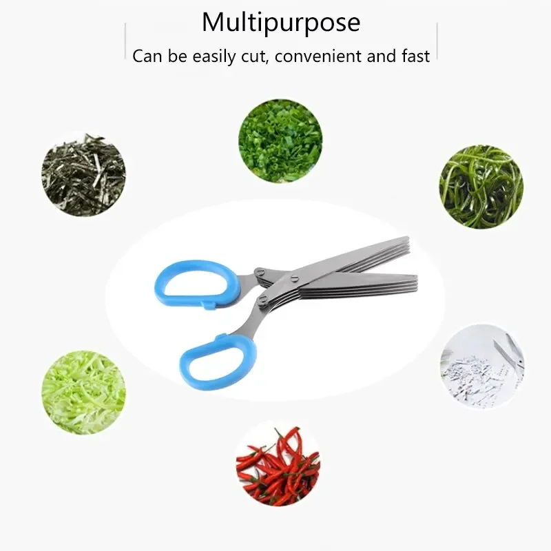 

Multifunctional Multi-Layer Stainless Steel Kitchen Scissors - Herb, Onion, Laver Cutter for Cooking, Spices & Vegetables