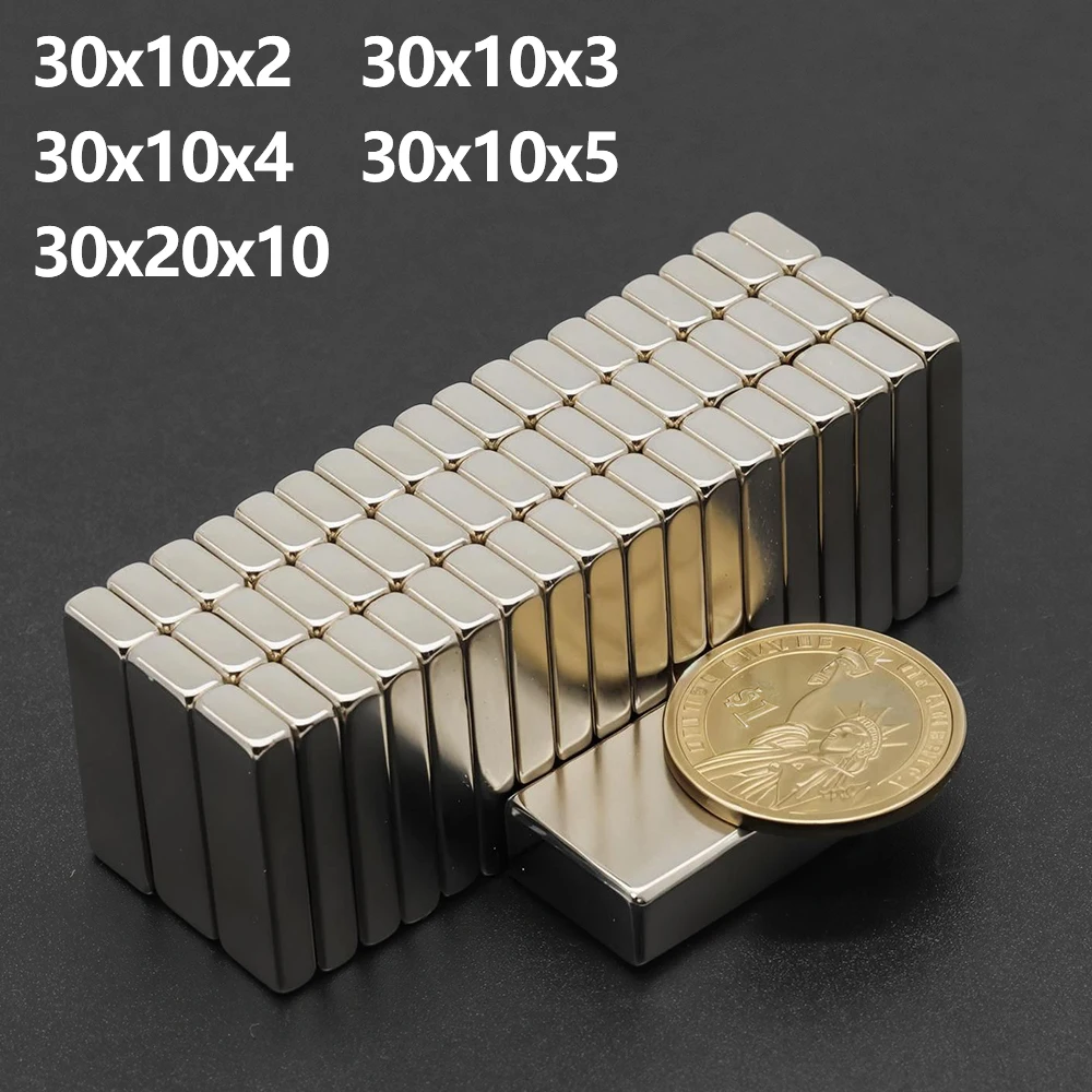 30x10x2/3/4/5 mm Leistungsstarker Neodym-Magnet N35 NdfeB Permanentmagnetblock Superstarker Kühlschrankmagnet DIY – Detail 1