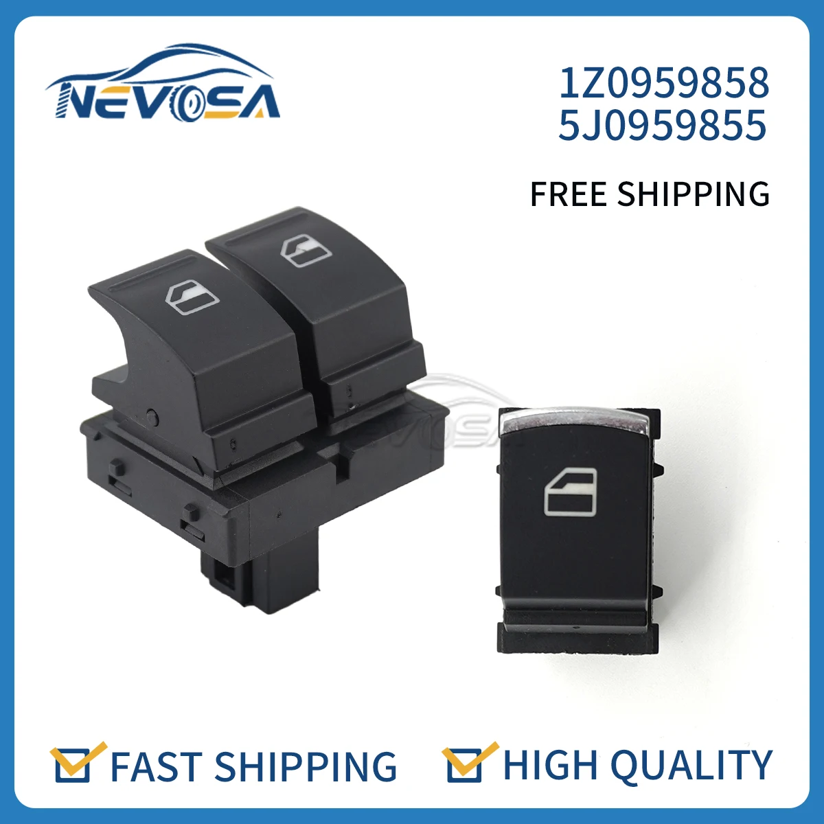 Nevosa Front Left Electric Car Power Window Glass Lifter Switch For Volkswagen VW Skoda Fabia 2 Roomster 1Z0959858 5J0959855