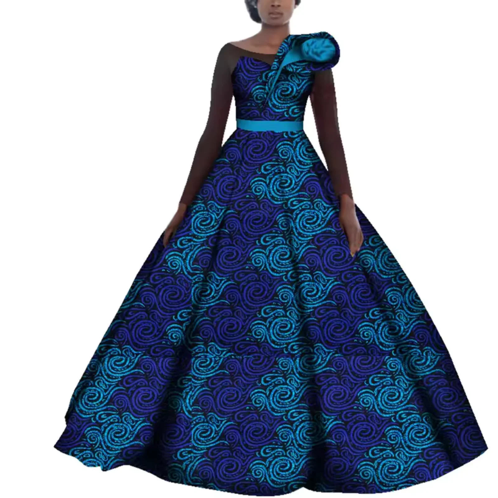 

Женское повседневное африканское платье-канга больших размеров из хлопка с цветочным принтом Анкара, вечернее платье с длинными рукавами, экологичное, дышащее