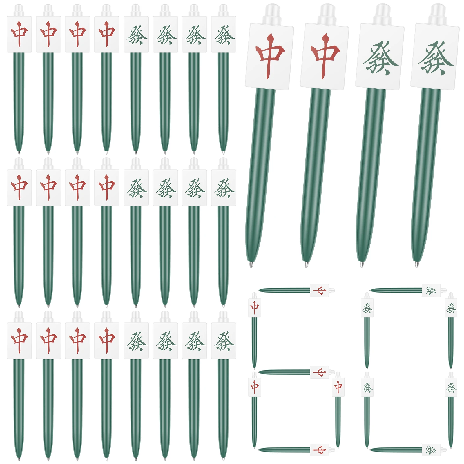 

60 шт. шариковая ручка для маджонга, китайский забавный подарок, выдвижная шариковая ручка для любителей маджонга, мужчин и женщин для офиса и дома