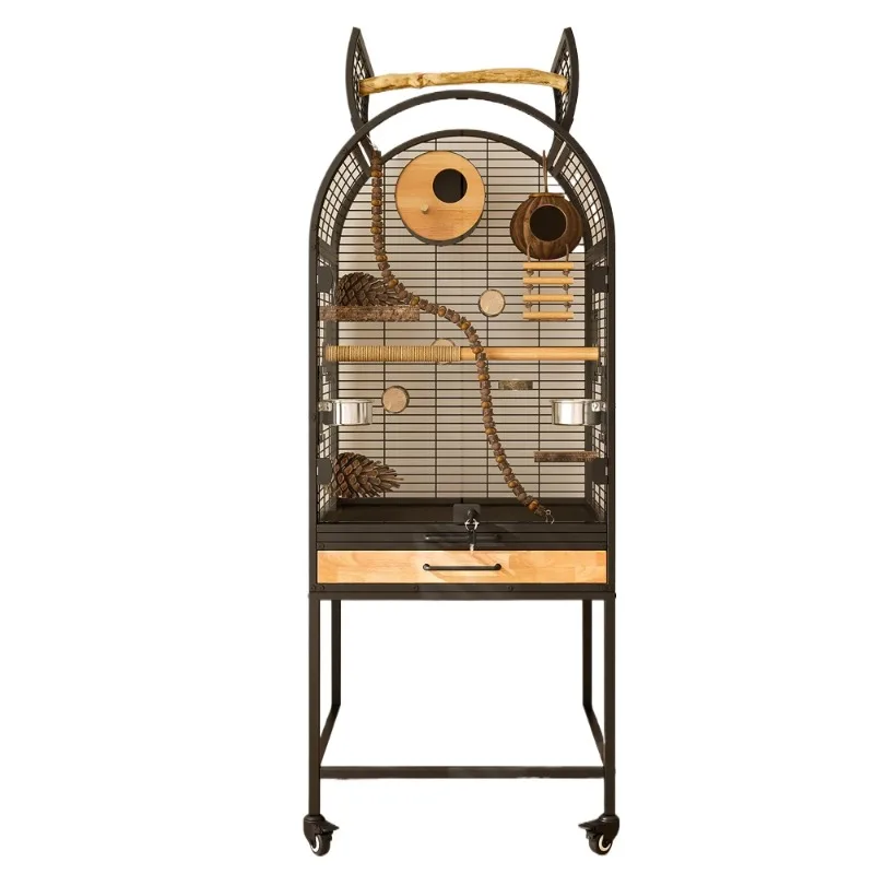 

Роскошная клетка для птиц, большая клетка для попугаев, домашняя клетка из массива дерева, защита от брызг, новая вилла для птиц Xuanfeng Tiger Skin.