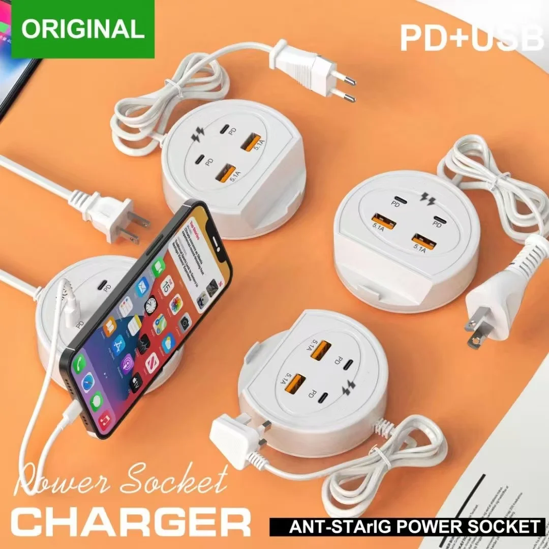 4-poorts Type C snellaadaansluiting USB Desktop Power Strip Home Electronics voor tabletlaptop EU / US / UK-stekker