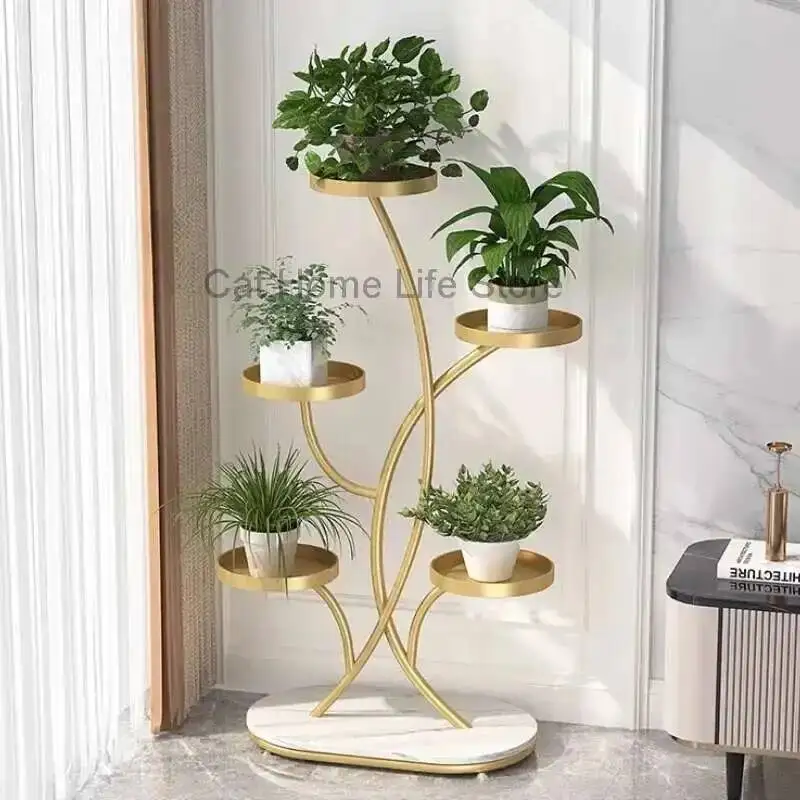 

Aesthetics Flower Stand Living Room Light Modern Luxury Plant Display Shelf Decorations Organizer Estanteria Plantas Furniture
