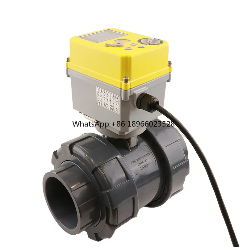 High Torque Bidirectional Plastic Valve AC/DC24V 110V 220V Electric Actuator PVC Ball Valve 2.5 