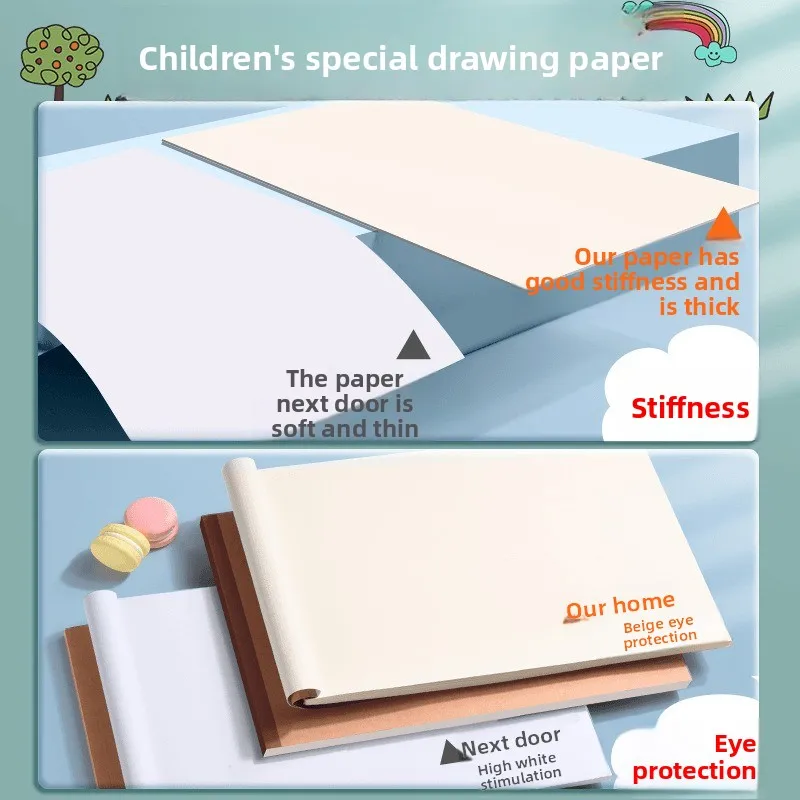 Thick Kraft Paper Drawing Graffiti Book Blank Art Sketchbook Light Yellow Pages for Primary School Kids Natural Color Painting