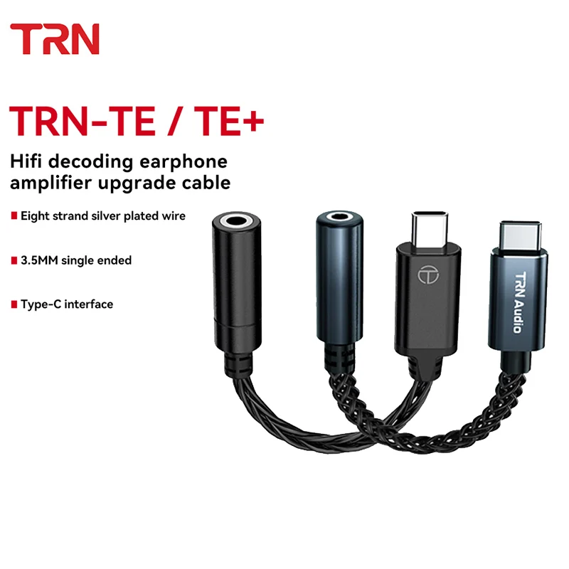 Conversor DAC TRN TE/TE+ Type-C para 3.5mm, Cabo de Áudio Hi-Fi Type-C, Amplificador de Fone de Ouvido