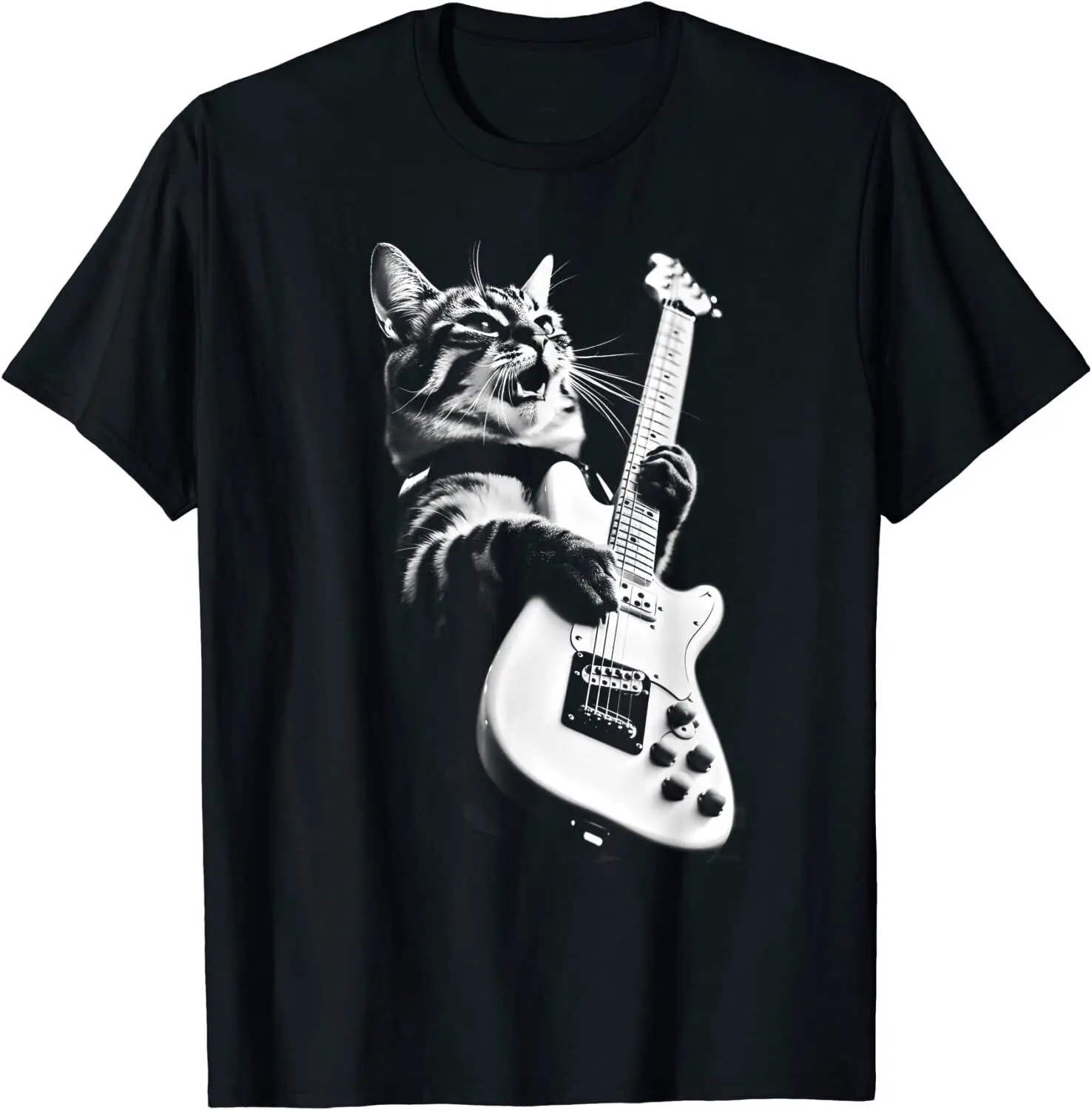 NEW LIMITED Rock Cat Playing Guitar - Funny Guitar Cat Gift T-Shirt S-3XL