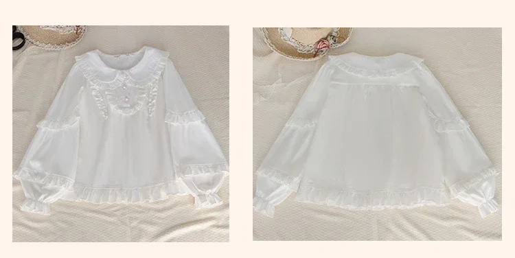 Sweet White Lolita Top ~ Kitten\'s Diary ~ Cute Peter Pan Collar Cotton Blouse