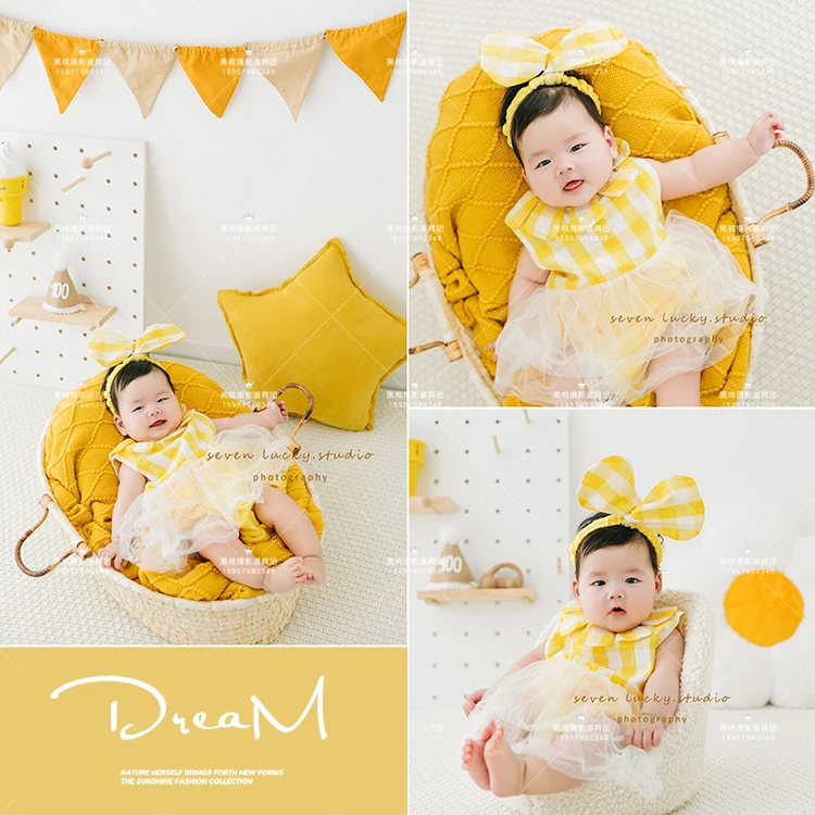 New Minghuang series hole board hundred day girl babys first year photography photography clothing props roupa bebe  신생아촬영