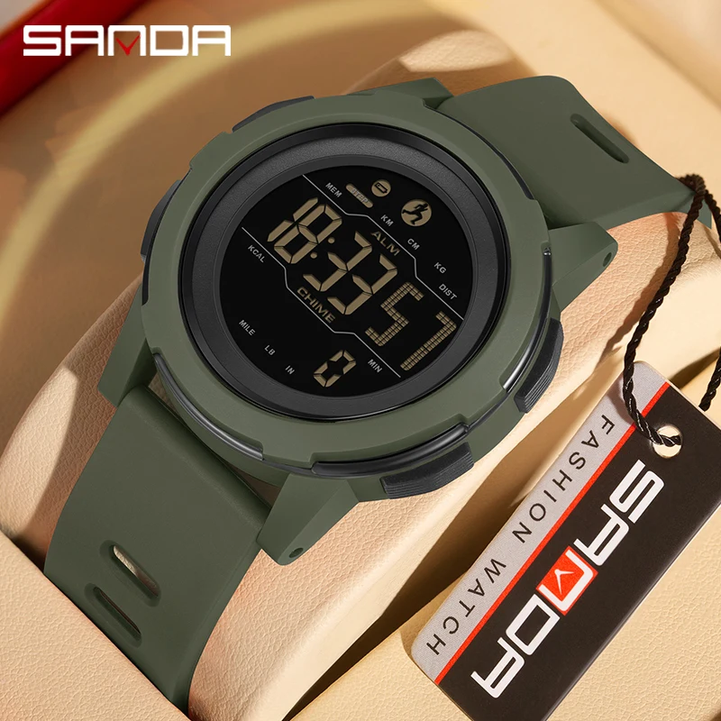 Sanda Top Brand Teenagers Pedometer Waterproof Students Watch Multifunctional Military Sports Intelligent Digital Wristwatch