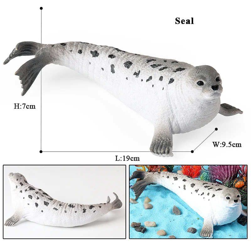 Oenux New Sea Life Seal Sea lion Orcas Blue Whale Shark Megalodon Dolphin Aquarium Ocean Marine Animals Model Kids Toy Gift