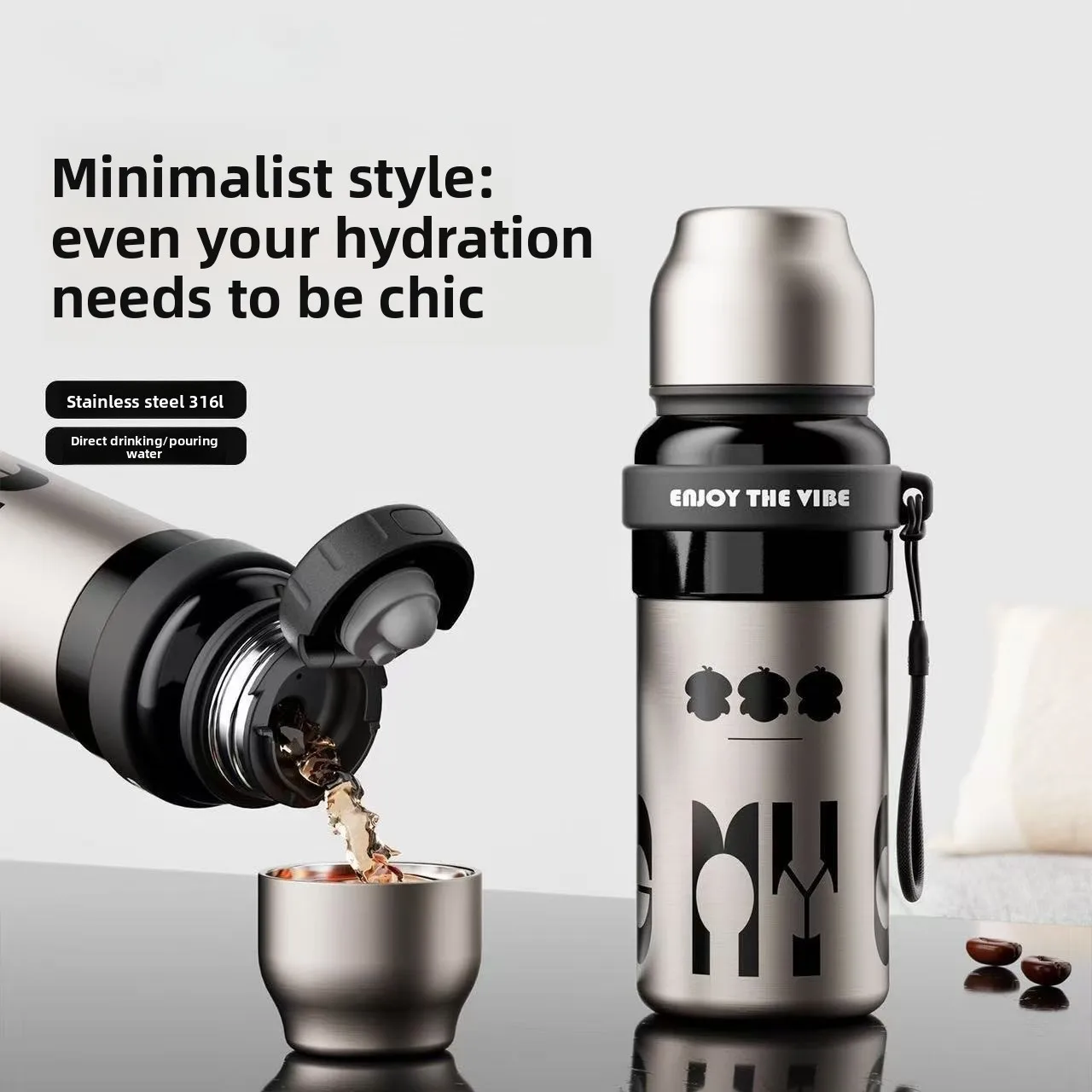 

Магнитная термокружка - портативная бутылка для воды из нержавеющей стали большой емкости - высококачественная подарочная бутылка для путешествий