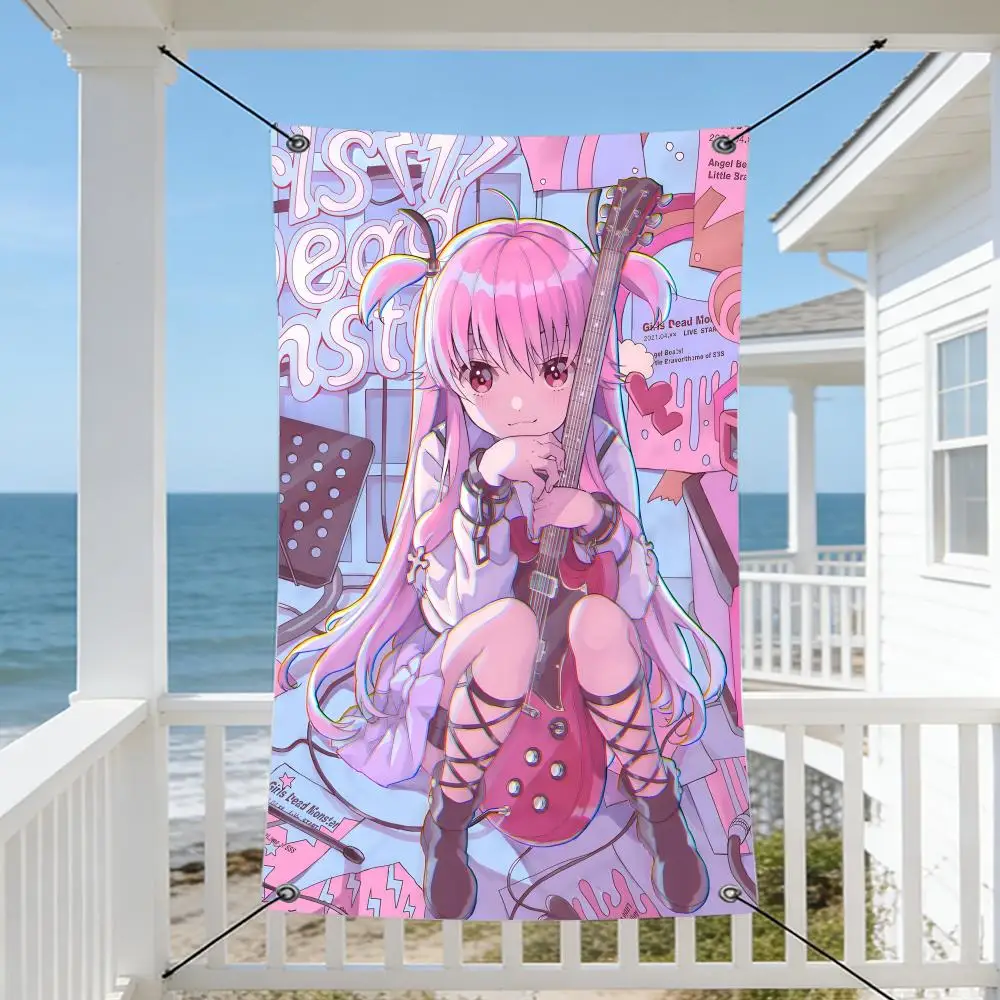 Anime A-Angel B-Beats Flags Cozy Home Flag 4 Grommets Anti-Wrinkle Waterproo  Indoor