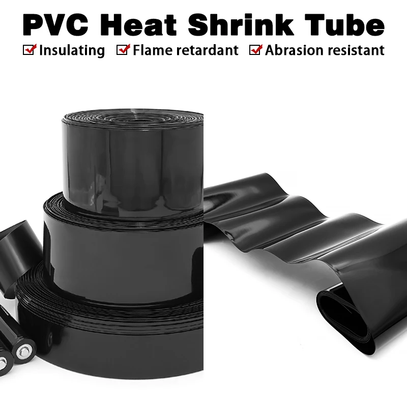 PVC Heat Shrink Tube 30-250mm Width High Insulation Anti-Corrosion Shrink Wrap for 18650 Lipo Lithium Battery Cable Protection