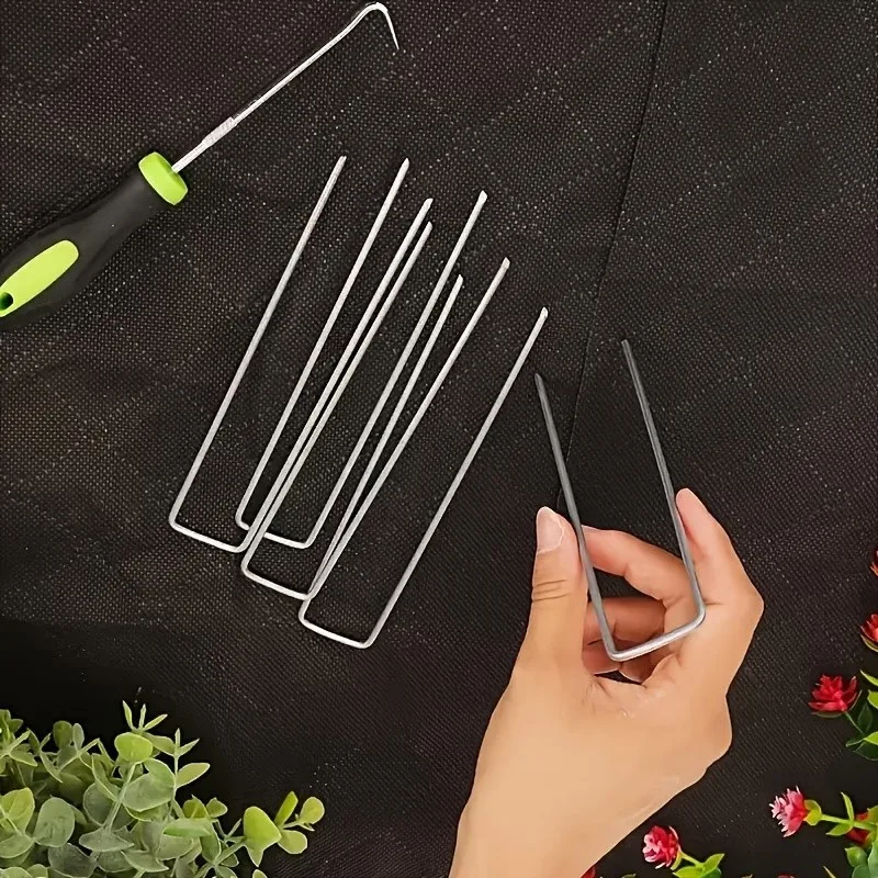 13Pcs Thickened U-Shaped Garden Stakes, Weatherproof Galvanized Pins for Camping Tent, Lawn, Garden Anchor