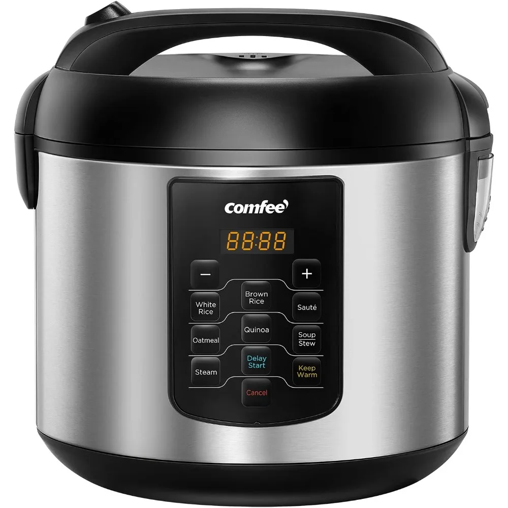 NEW COMFEE' Rice Cooker 10 cup Uncooked/20 cup Cooked ,Rice Maker,Steamer,Saute,Steamer and Warmer,5.2 QT Large Capacity