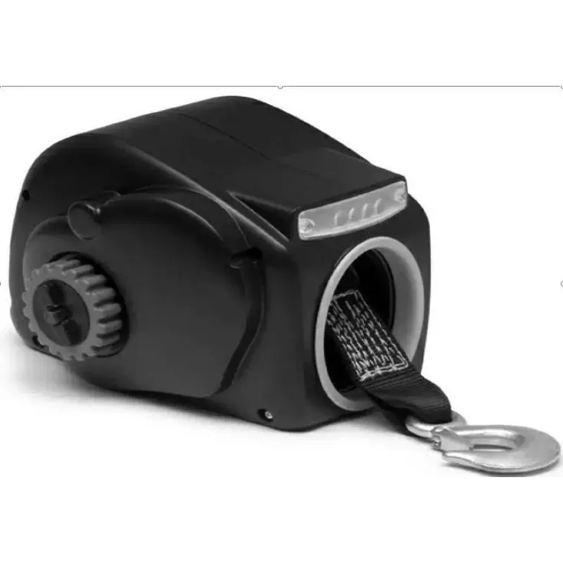 1pcs Electric Trailer Winch With Strap For 24ft Boat Freshwater Black