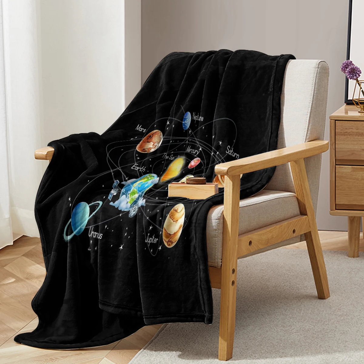 

Solar System Astronomical Theme Blanket Outer Space Printed Soft Flannel Blanket Warm Cozy Blanket for Teens Adults kids