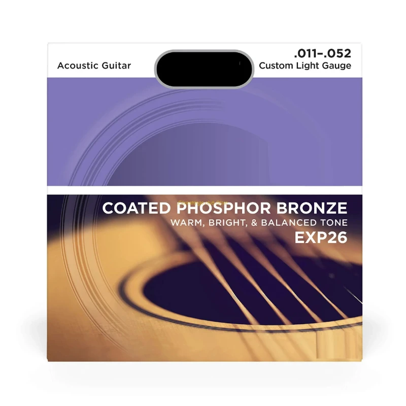 EXP26 11-52 Coated Phosphor Bronze Acoustic Guitar Strings Light 4x Longer Life With NY Steel For Strength And Pitch Stability