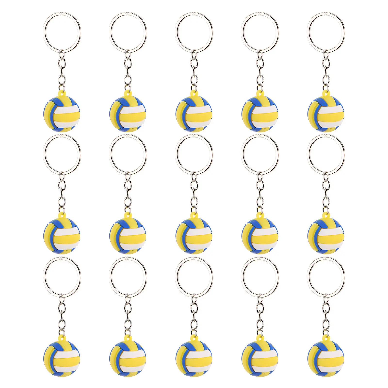 15Pcs Volleyball Keychain Sporty Volleyball Charm Keyrings for Sports Fans School Sport Rewards Birthday Party Favors Backpack