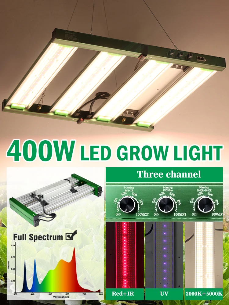 400W LED Pflanzenlampe Vollspektrum Phyto-Lampe für Innenräume Phytolampe für Blumen Rote LED Pflanzenwachstumslampe Grow Tent EU-Stecker