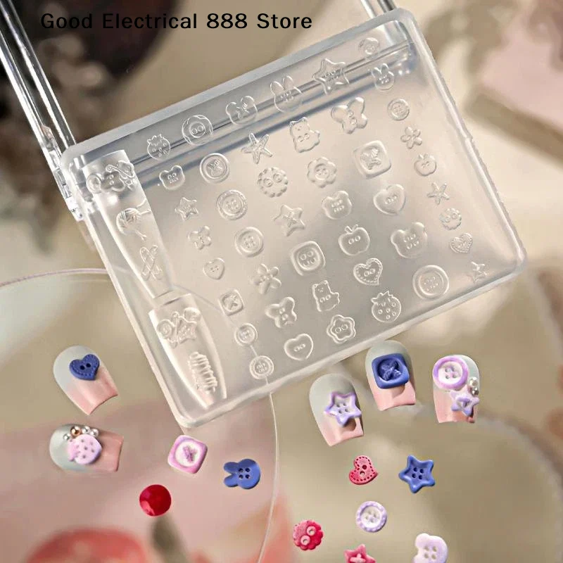 【G】1Pcs Manicure Multi Shapes Button Small Model 3D Buttons Nail Art Mold Silicone Cute Nail Charms Tool Women DIY Resin Buckle