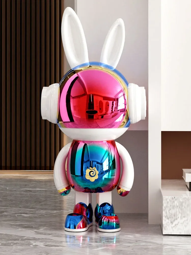 Nordic Designer Home Decoration Lucky Rabbit Sculptures and Figurines Light Luxury Room Decor Large Landing Electroplate Statue