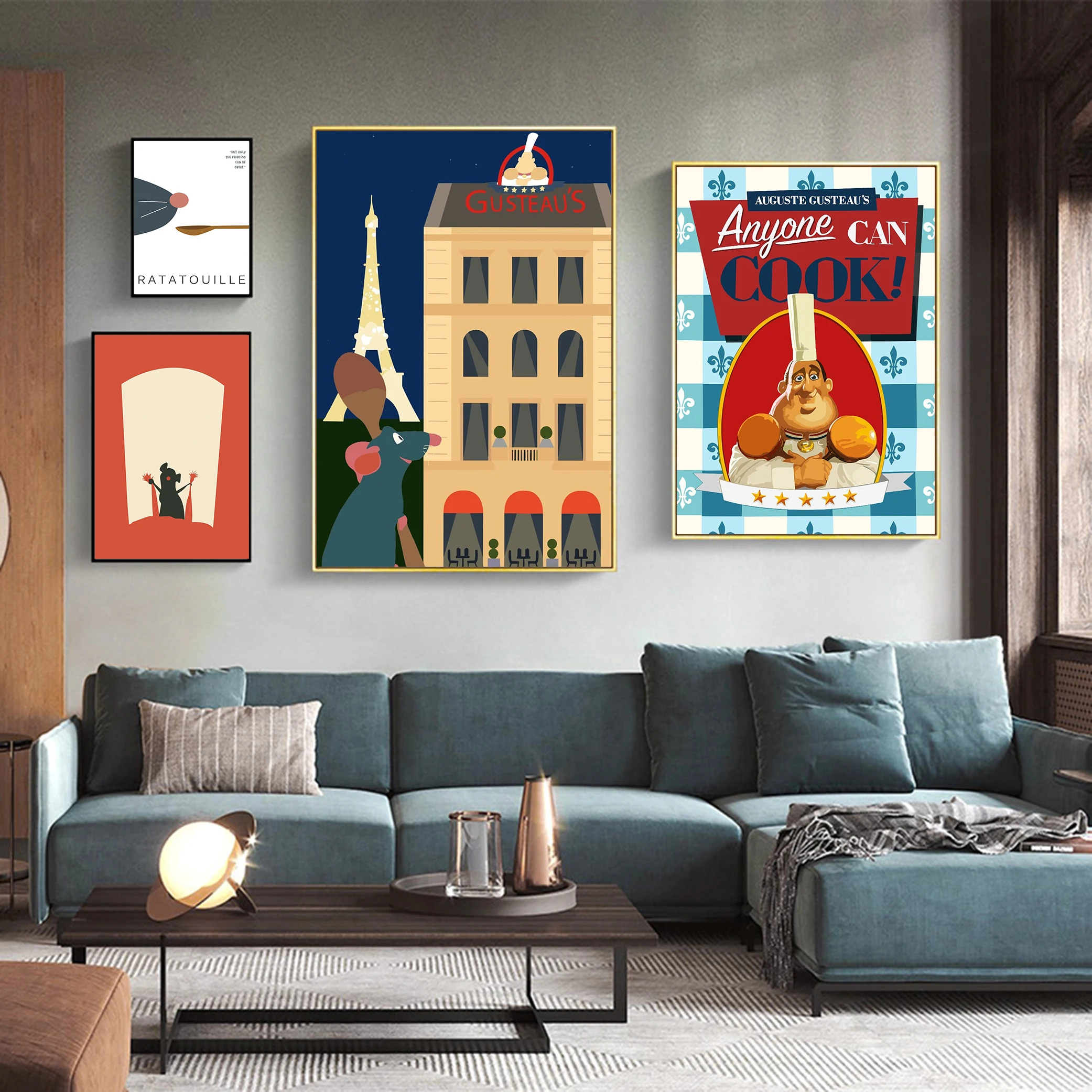 

Disney Ratatouille Poster Set Inspirational Fable Cartoon Poster Home Decor Canvas Print Art Suitable for Living Room Decoration